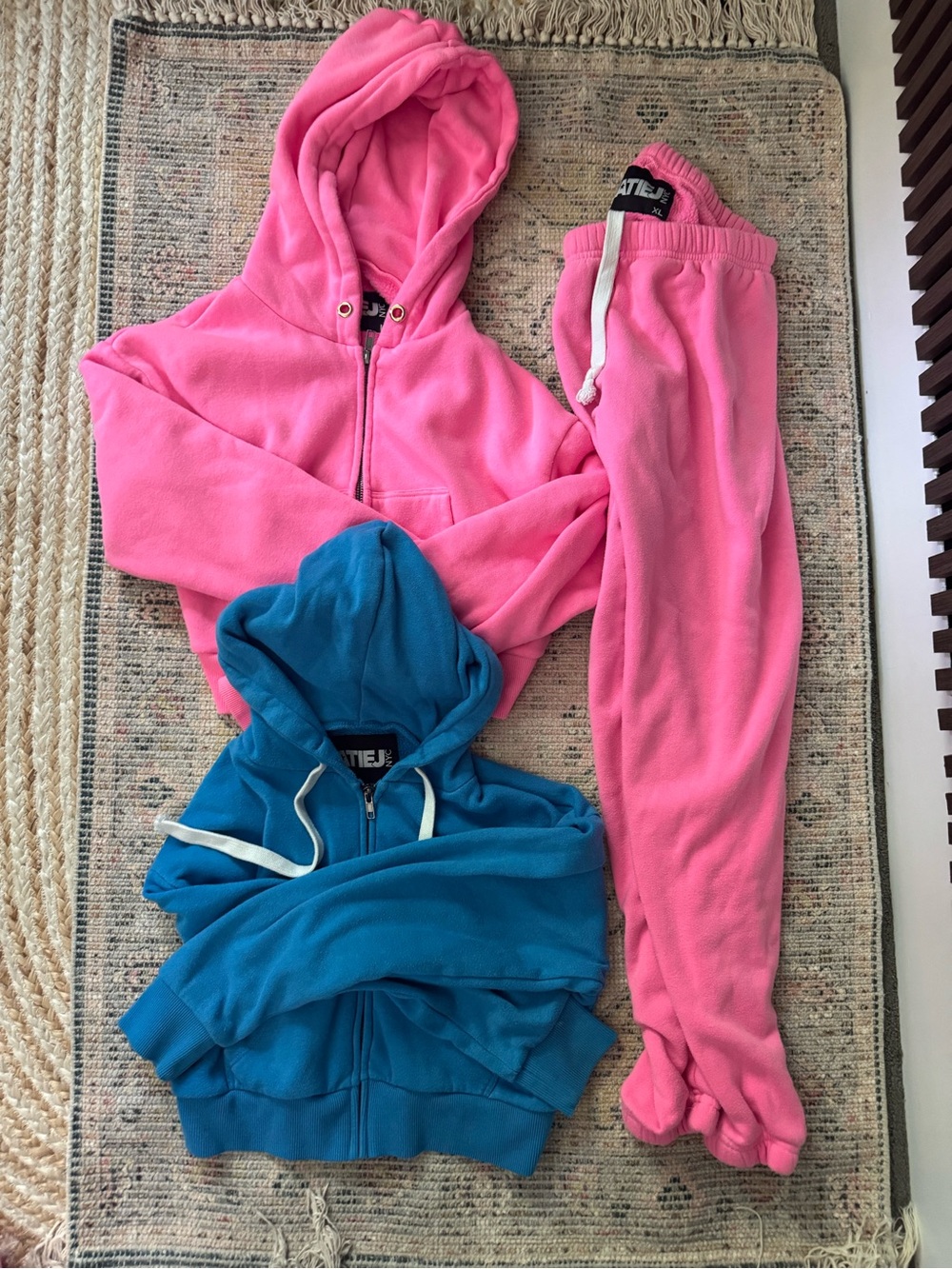 Katie J NYC Pink & Blue Kids Fleece Hoodie (size L) and Joggers (size XL) Set